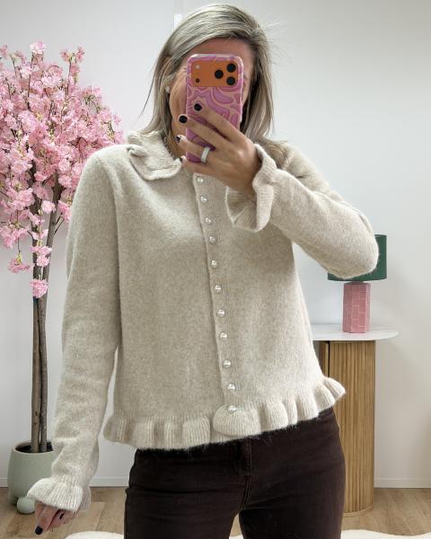 Gilet perles beige