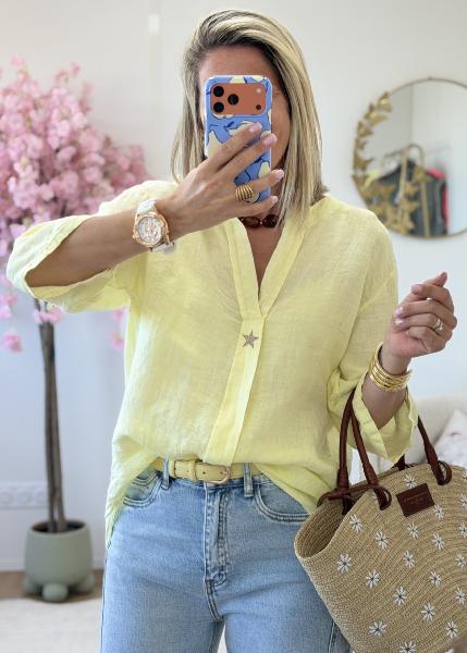 Blouse en lin jaune