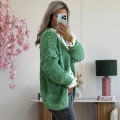 Gilet grosse maille vert