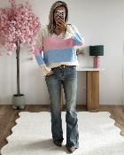 Pull Maelys beige rose ciel