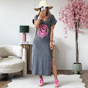 Robe Vintage rock gris rose