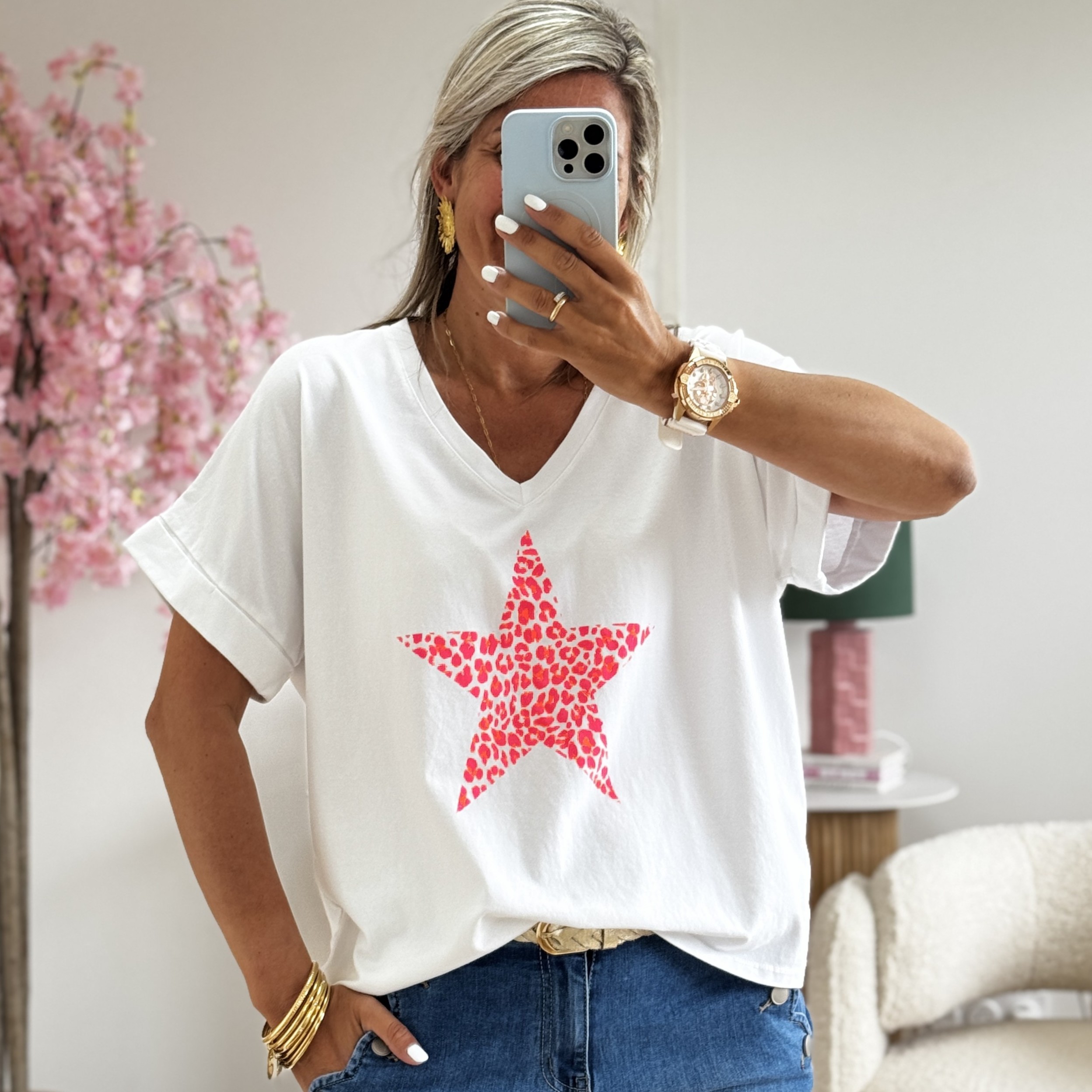 Tee shirt Lou rose fluo