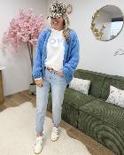 Gilet grosse maille bleu