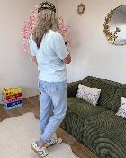 Pull avec mitaines bleu