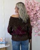 Pull col bardot bordeaux
