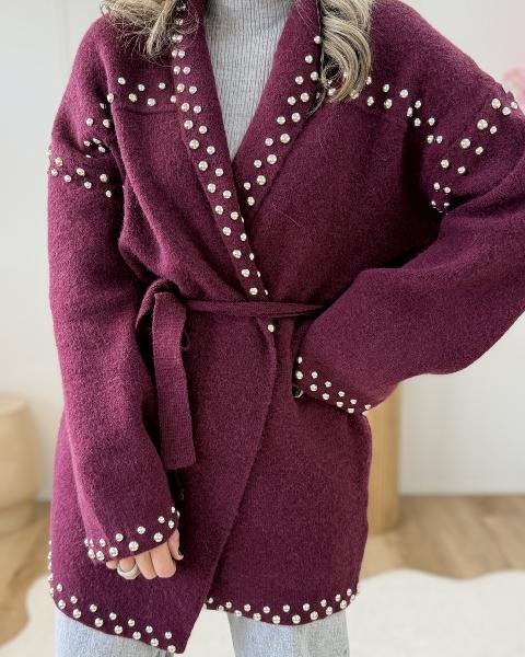 Gilet clouté bordeaux