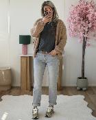 Gilet grosse maille camel