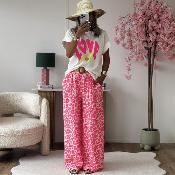 Pantalon Brice blanc rose