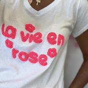 Tee shirt la vie en rose fluo
