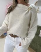 Pull bijoux ecru