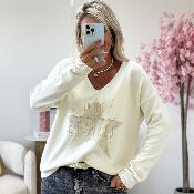 Pull la tete dans les etoiles beige