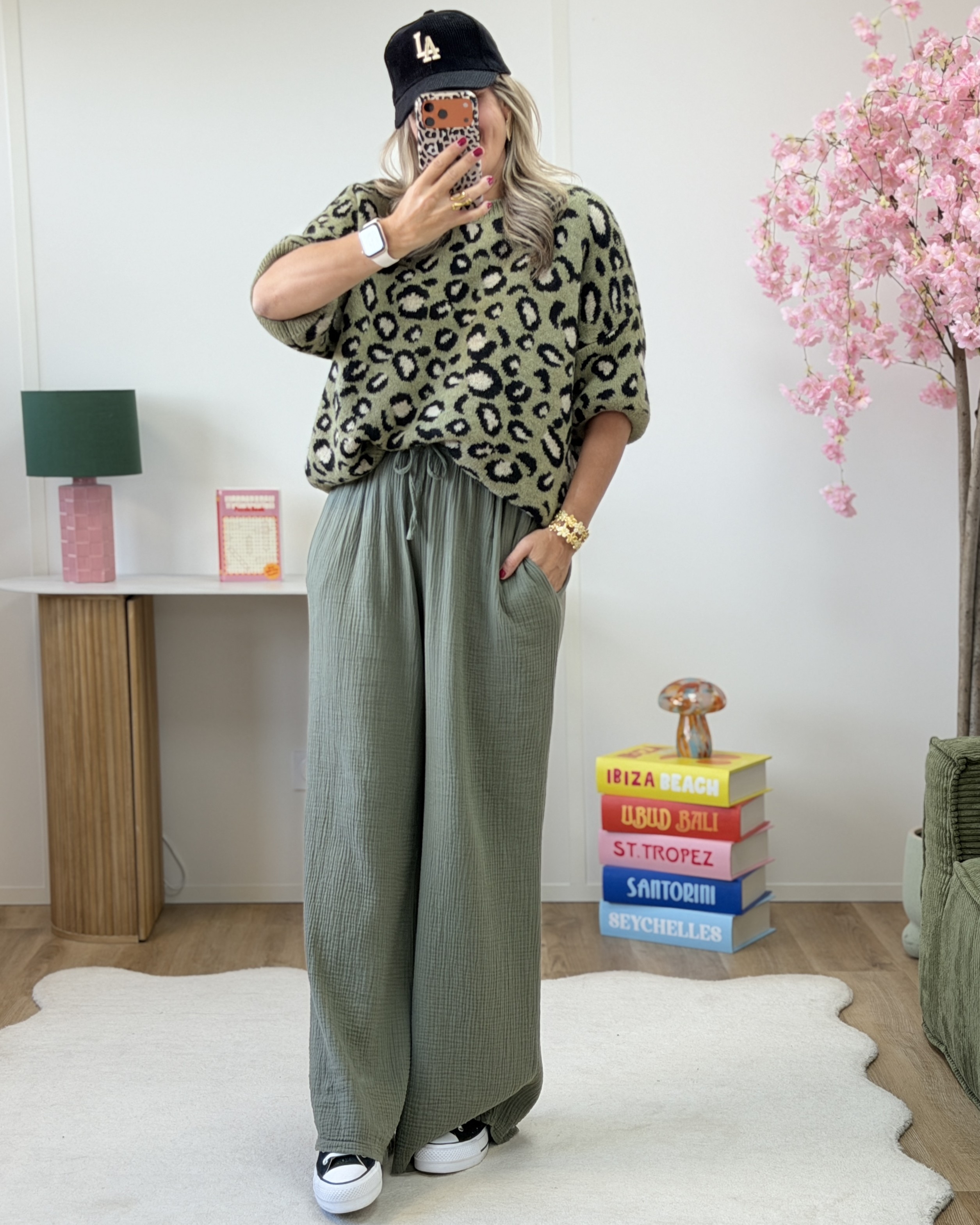 Pantalon gaze de coton kaki