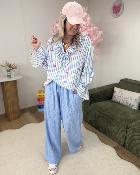 Pantalon gaze de coton ciel