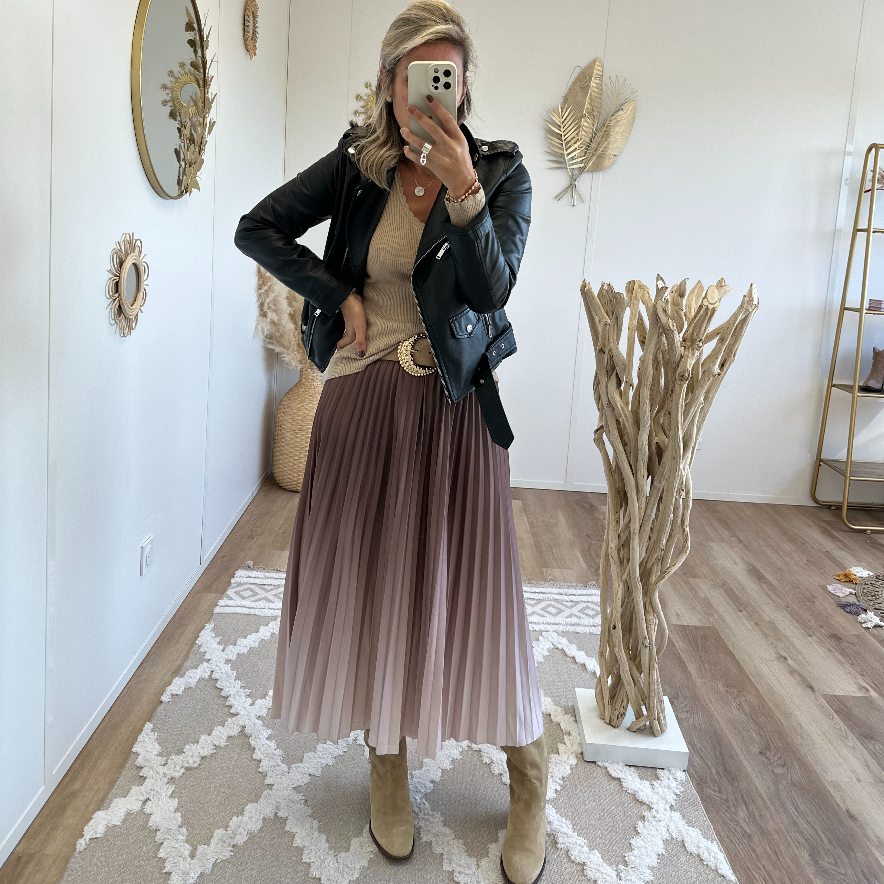 Jupe tie and dye taupe