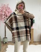 Poncho col roulé beige