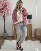 Gilet grosse maille rose