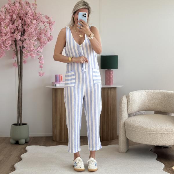 Combi gaze de coton bleu