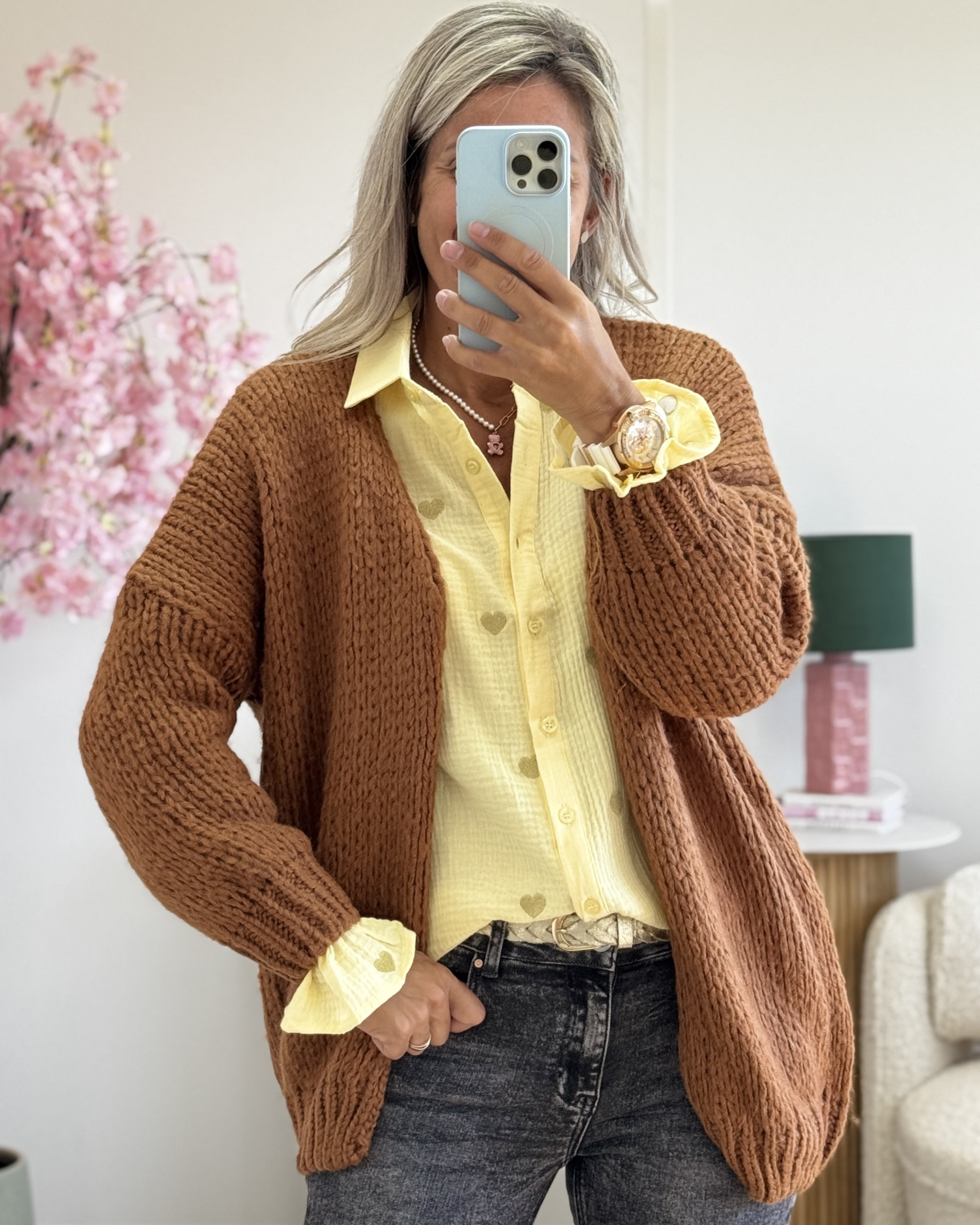 Gilet grosse maille marron
