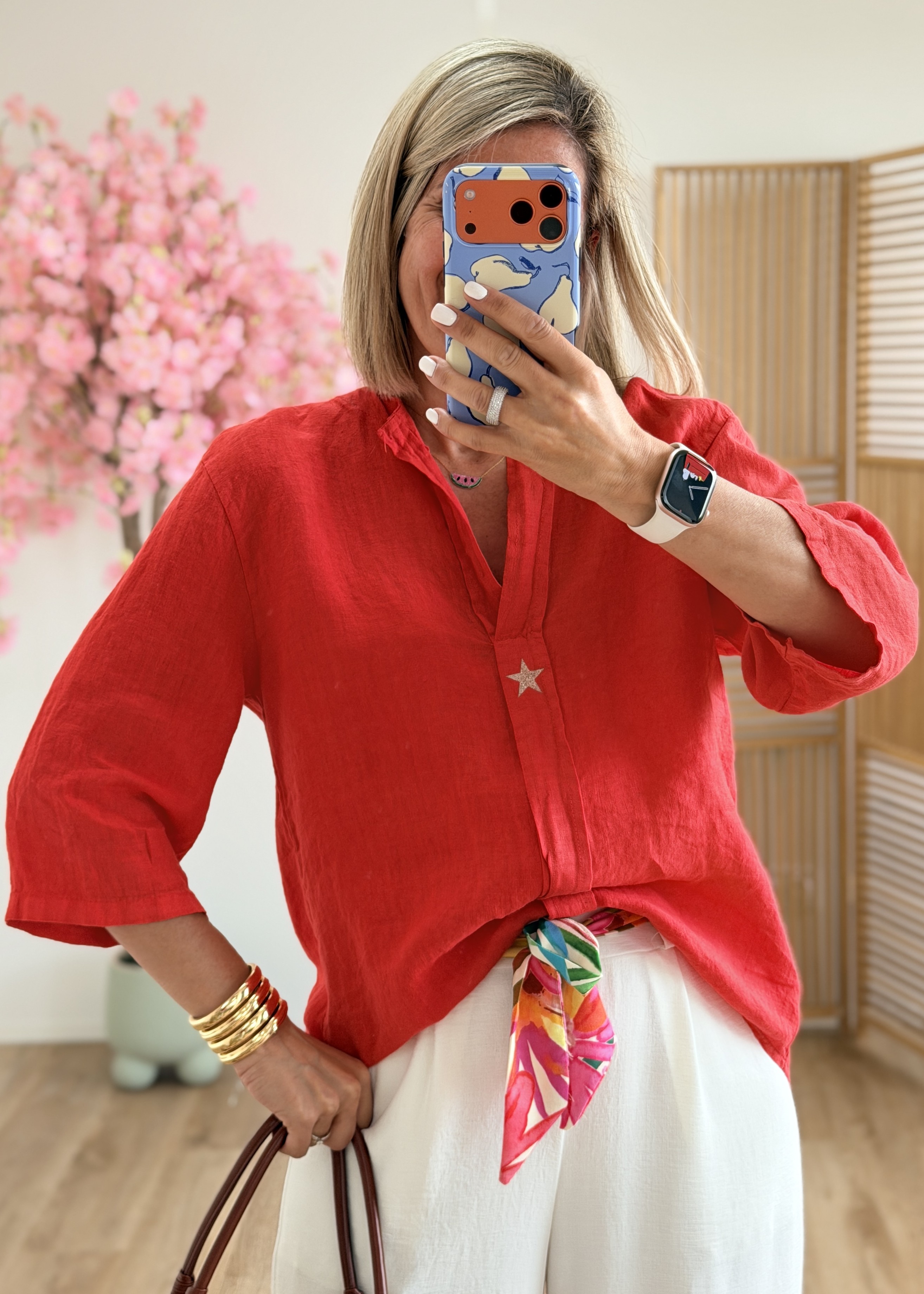Blouse en lin rouge