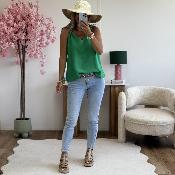 Top Flore vert