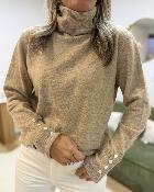 Pull col roulé beige