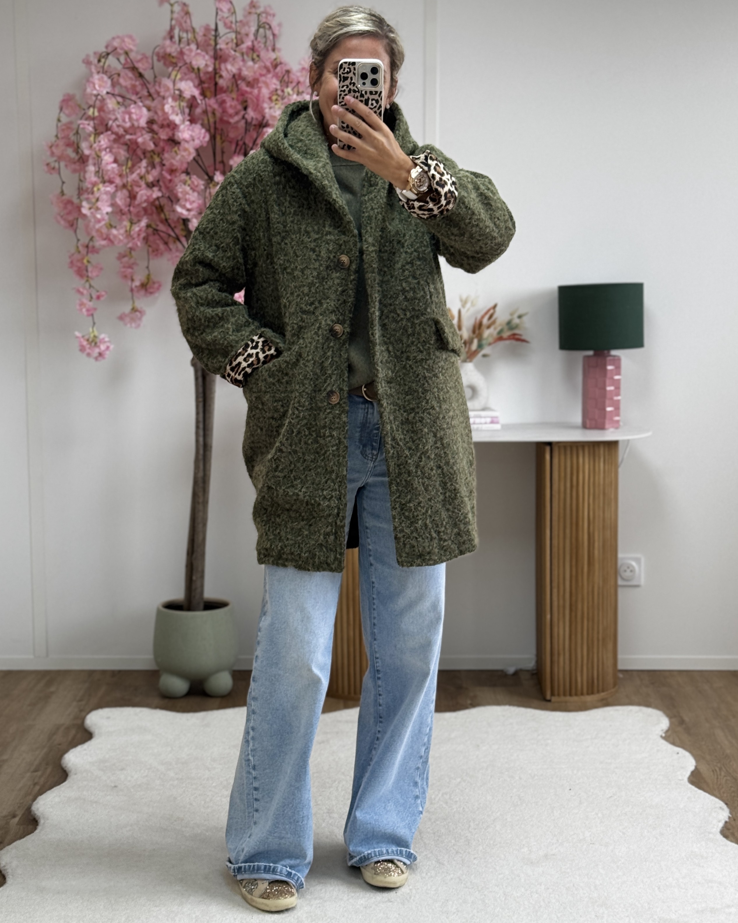 Manteau bouclettes kaki