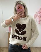 Pull Amour beige