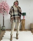 Poncho col roulé beige