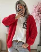 Gilet grosse maille rouge