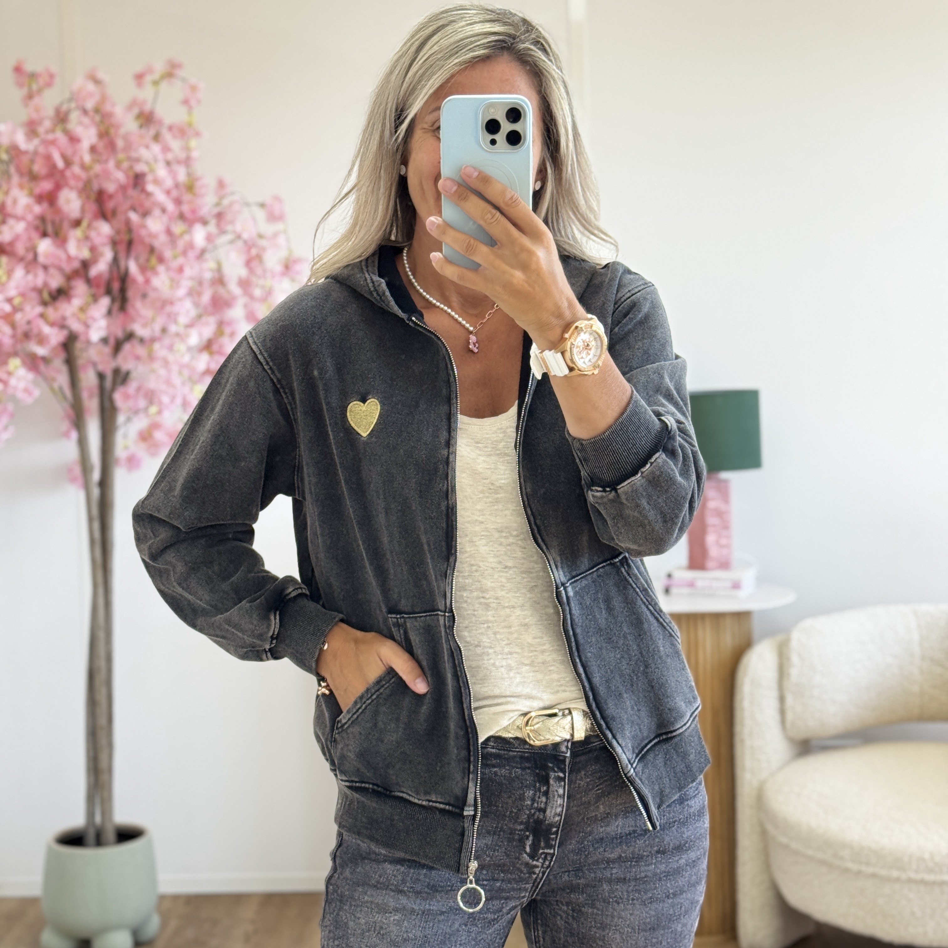 Gilet Sweat coeur doré