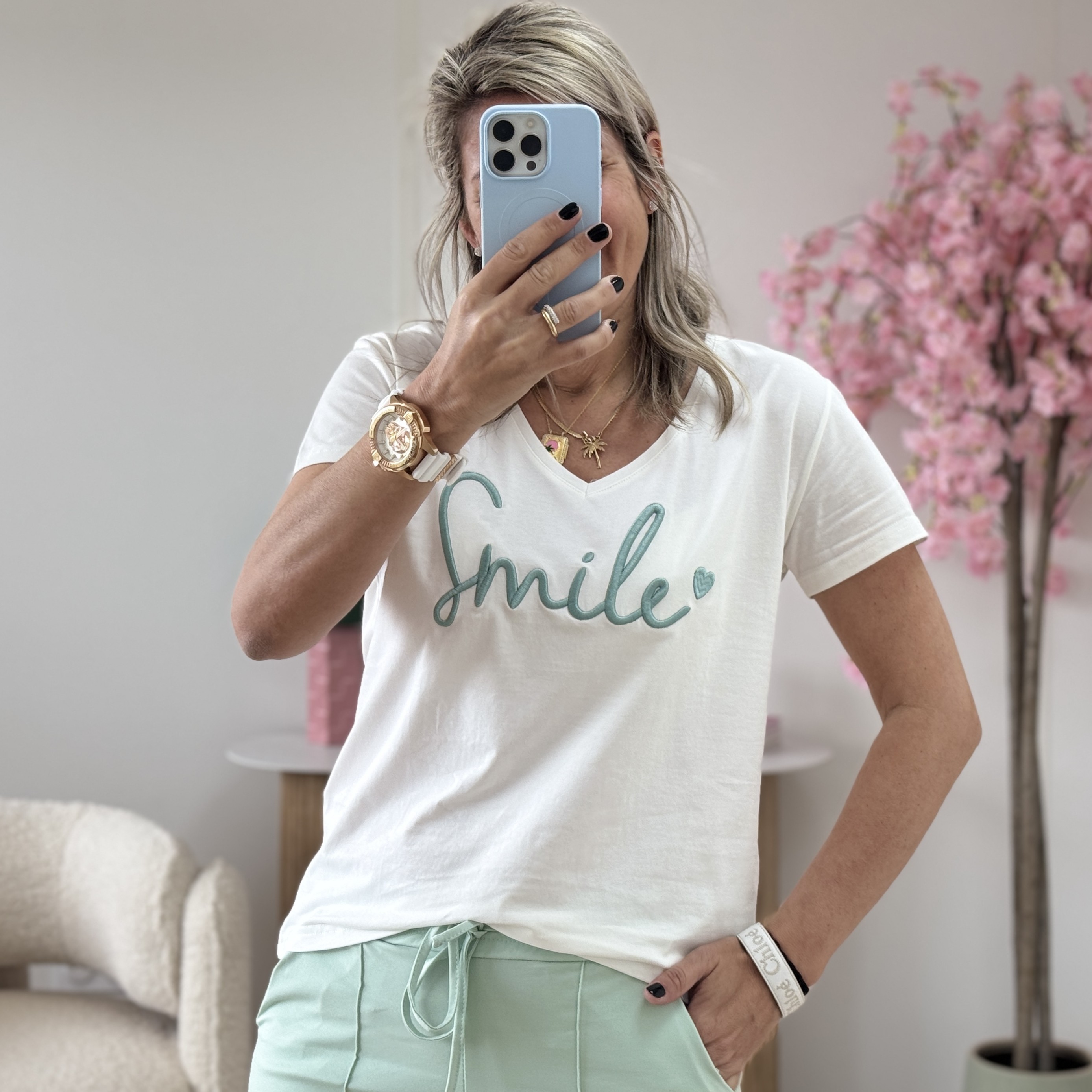 Tee shirt smile vert d'eau