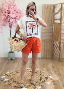 Short en gaze de coton orange