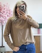 Pull col roulé marron