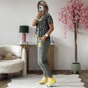 Pantalon Amour jaune fluo