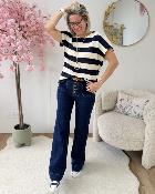 Pull en maille avec collier marine