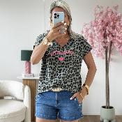 Tee shirt leolove rose fluo