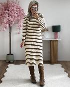 Robe marinière rayures camel