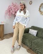 Sweat Lara ecru bleu