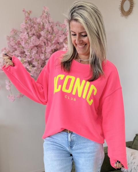 Sweat Iconic fushia jaune
