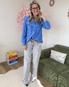 Chemise broderie anglaise bleue