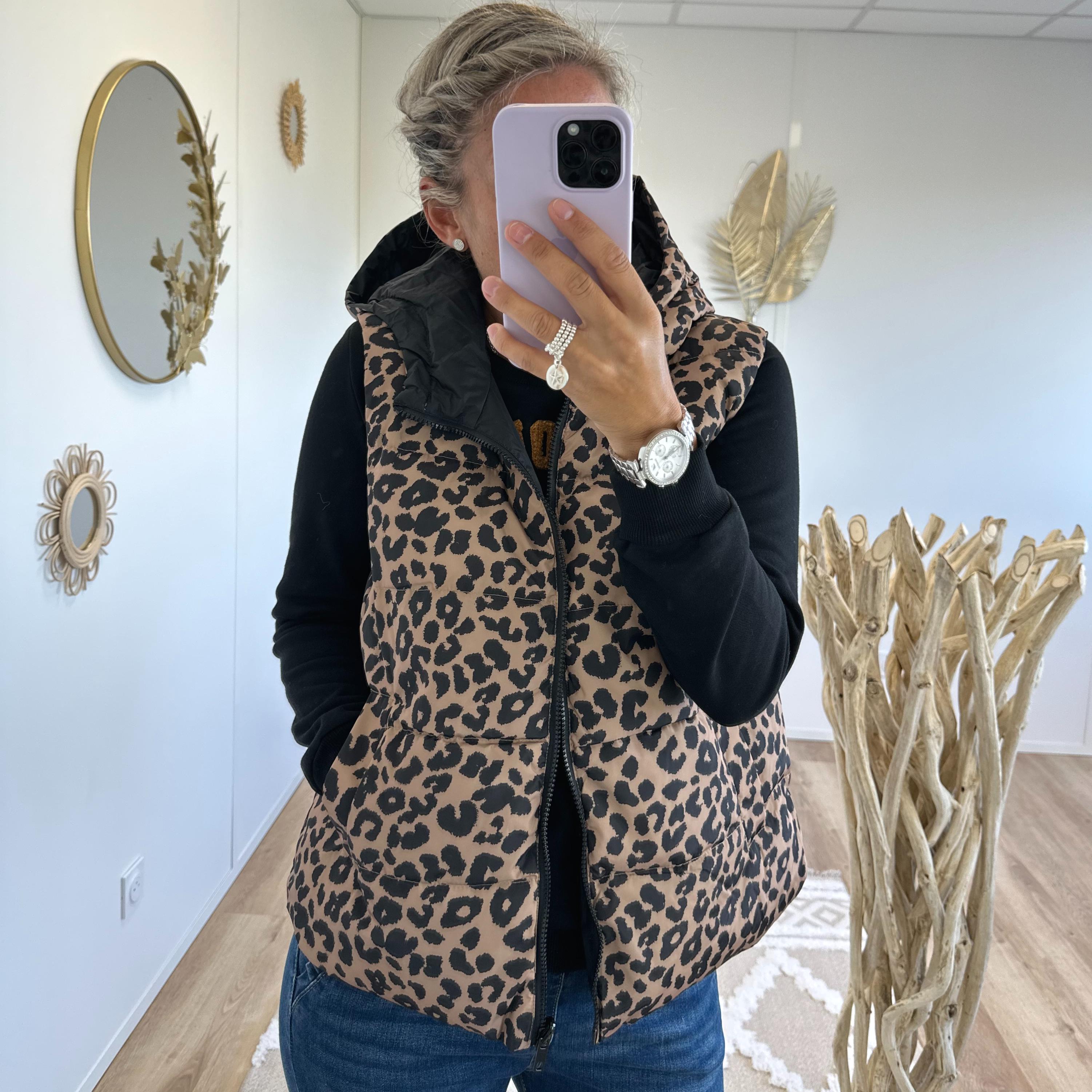 Doudoune sans manches Leopard