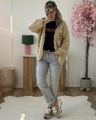 Gilet grosse maille beige