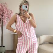 Combi gaze de coton rose foncé