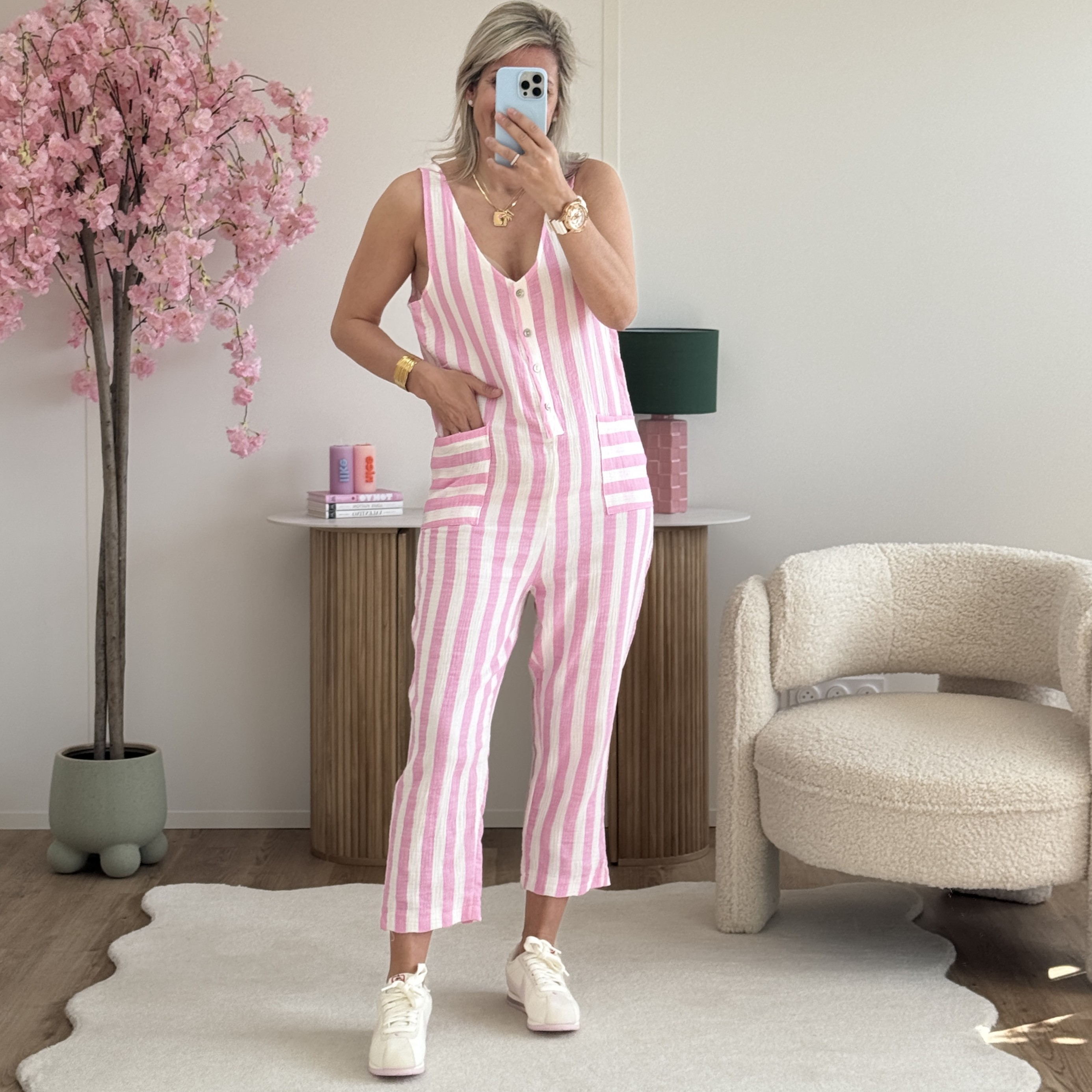 Combi gaze de coton rose foncé