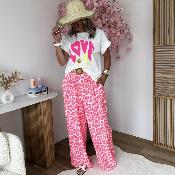 Pantalon Brice blanc rose
