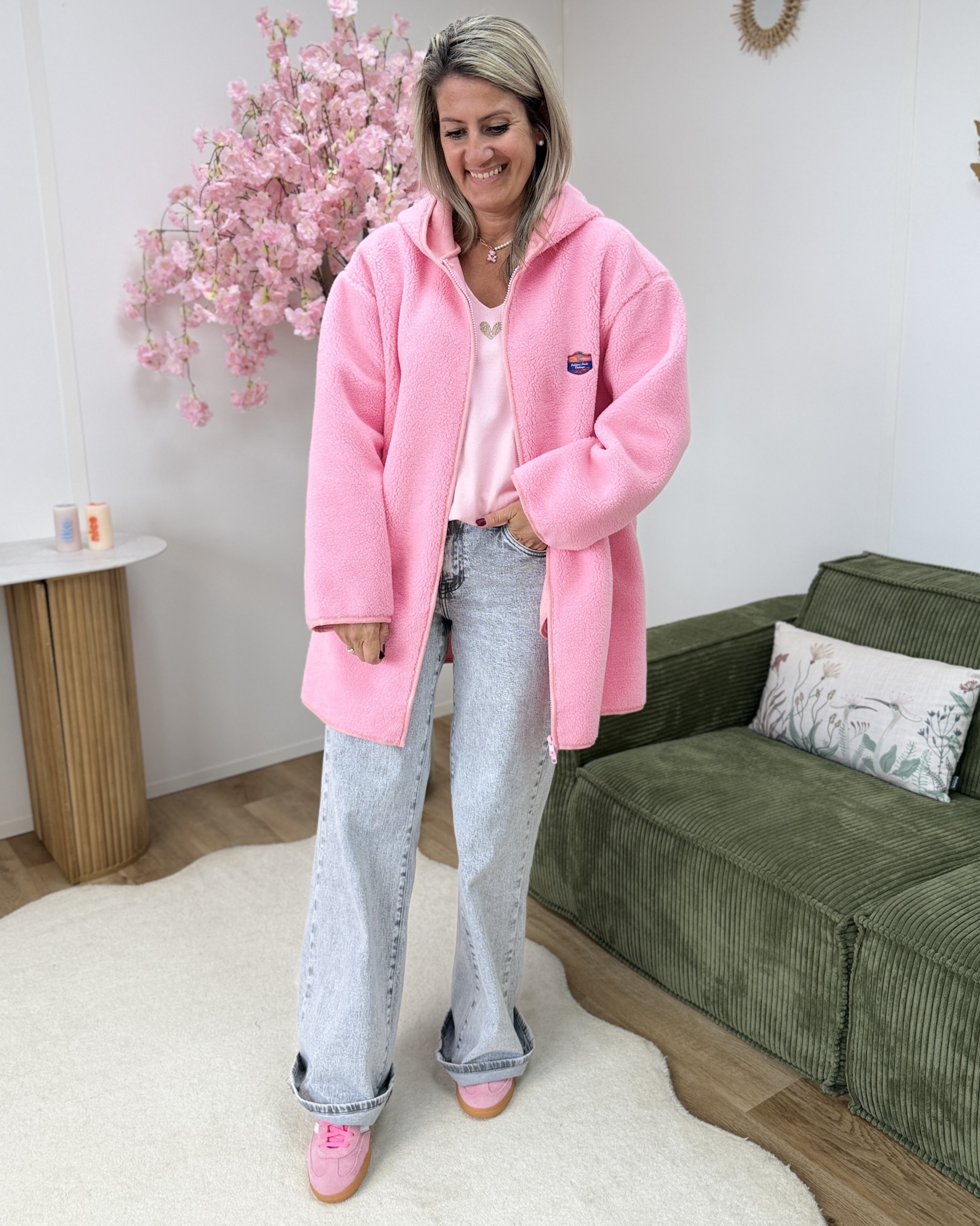 Veste Teddy rose pale