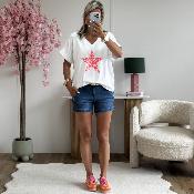 Tee shirt Lou rose fluo