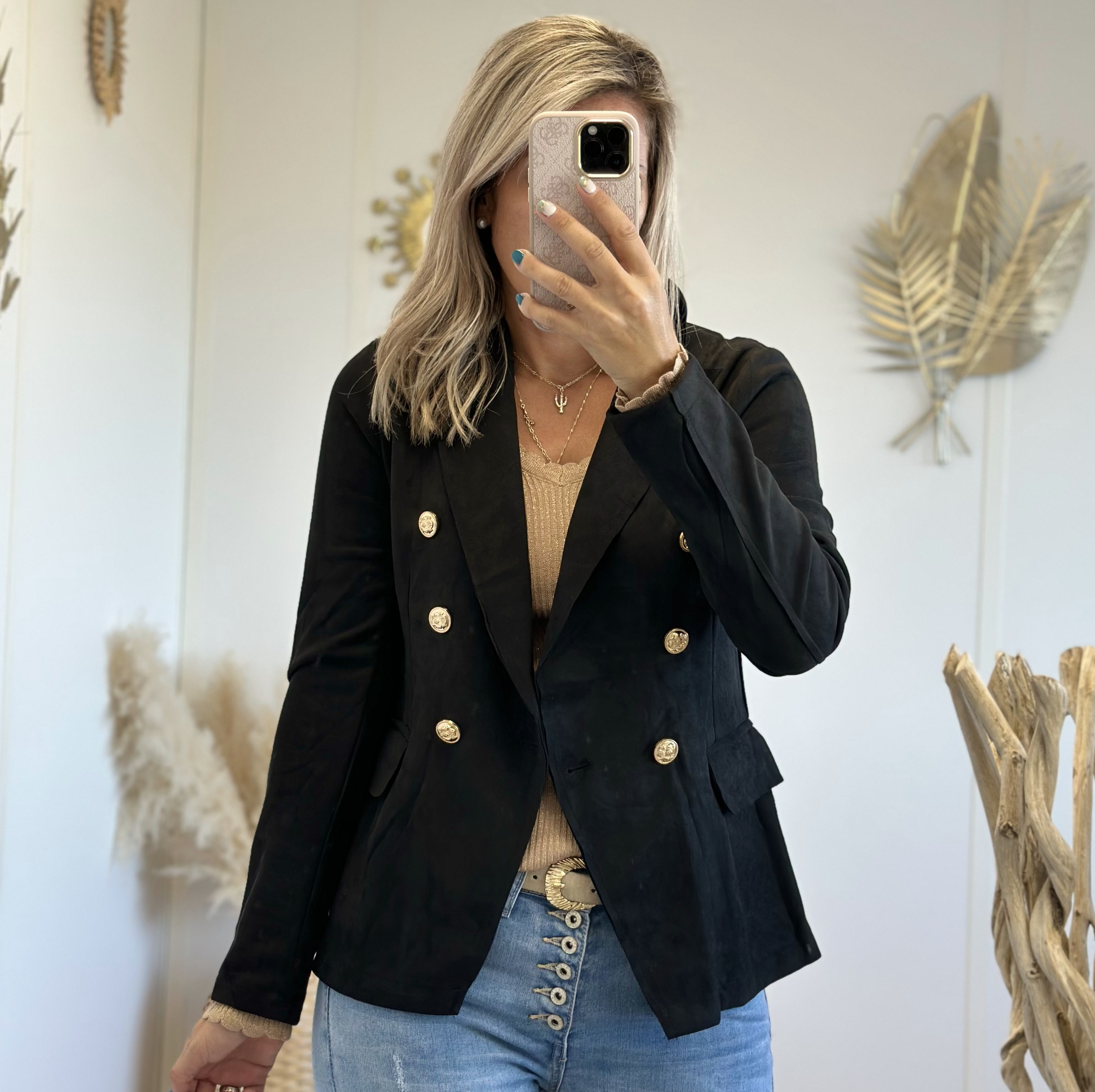 Blazer suédine noir