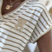 Tee shirt Monica beige doré