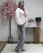 Pull dos croisé rose